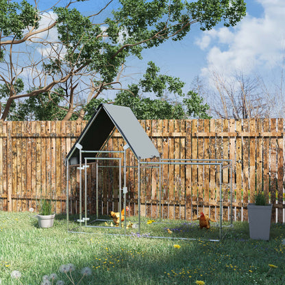 Pawhut Gallinero Exterior Grande 2x1,05x1,72m Acero Galvanizado Con Cerradura_1