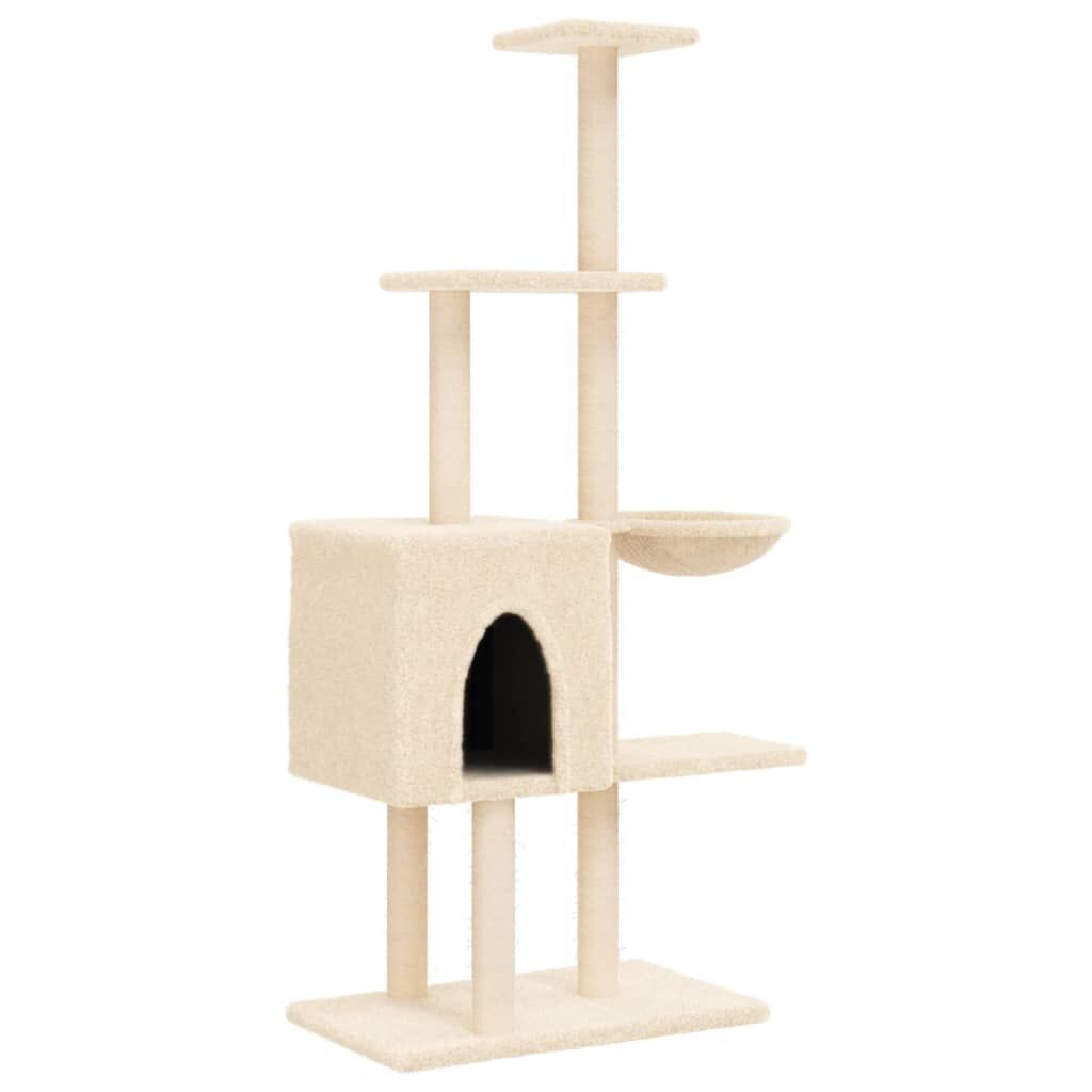 Vidaxl Rascador Para Gatos Con Postes De Sisal Color Crema 145 Cm_0