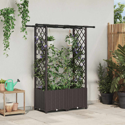 Cama Elevada Con Trellis Y Techo Marrón 124,5 X 40 X 136 Cm Pp_1