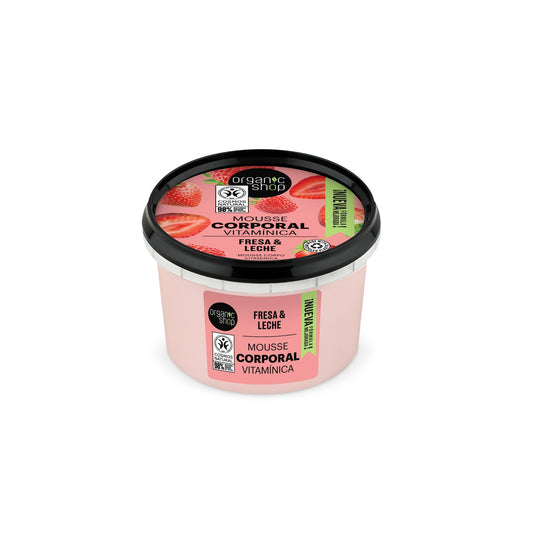 Mousse Corporal Vitaminado de Morango da Organic Shop 250 ml