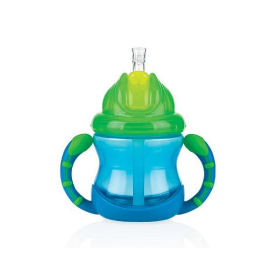 Copo Nûby Flip-It™ para Bebé com Alça Dupla, Azul, 240ml +12M