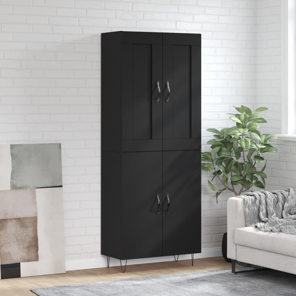 Aparador Alto Madera Contrachapada Negro 69,5x34x180 Cm_0