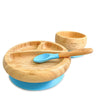 Louça De Bambu Natural Para Bebé Com Ventosa Antiderrapante · Conjunto 3 Peças Althea Living Azul Capri