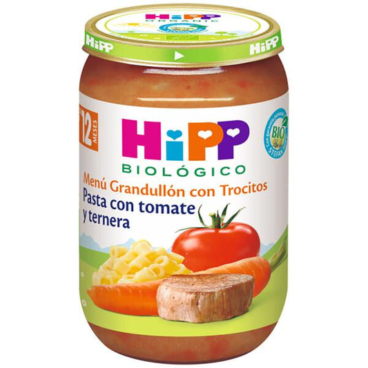 Pote de massa com tomate e carne de bovino biológica +12 meses HiPP 220 g