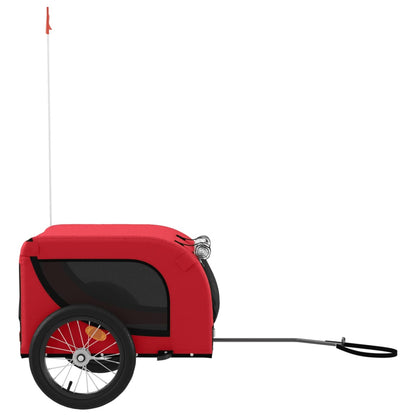Remolque De Bicicleta Mascotas Hierro Tela Oxford Rojo Negro_4