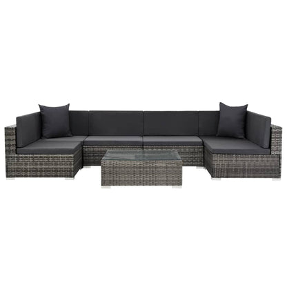 Vidaxl Set De Muebles De Jardín 7 Pzas Y Cojines Ratán Sintético Gris_1
