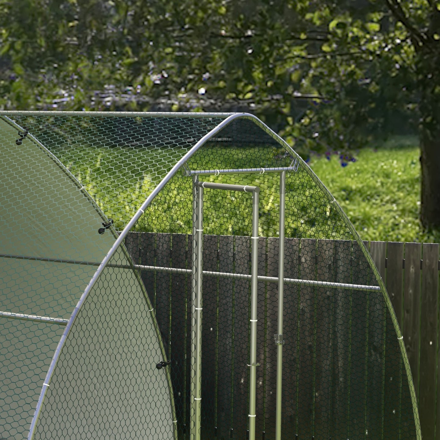 Pawhut Gallinero Para Exterior 304x375x220 Cm Cubierta De Tela Oxford Plata_3