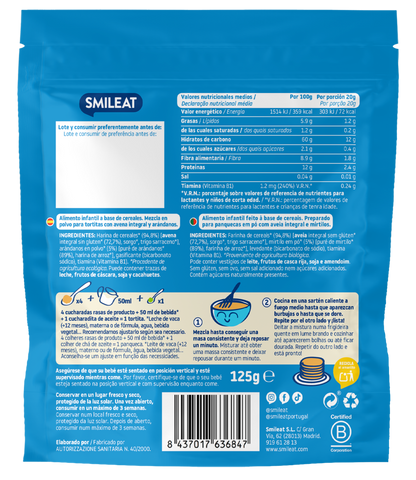Embalagem de 2 misturas orgânicas de aveia integral e mirtilo para panquecas, Smileat, 125 g