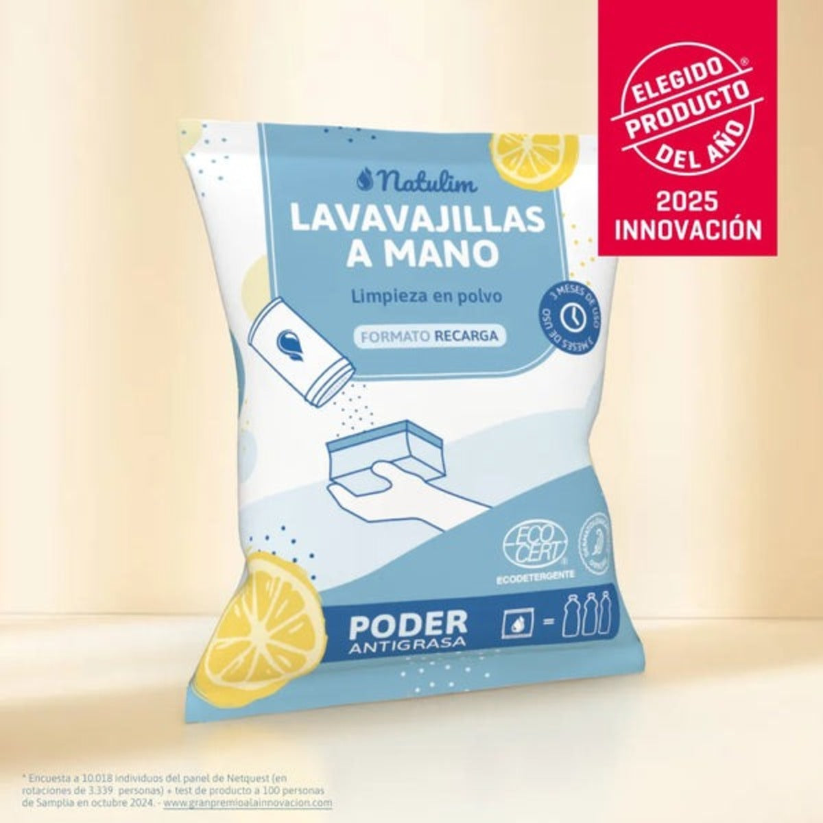 Polvo Lavavajillas a mano limón Natulim 250 g