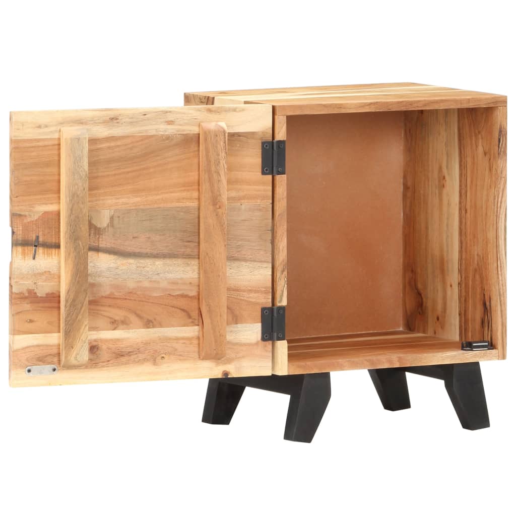 Mesita De Noche De Madera Maciza De Acacia 40x30x51 Cm_0