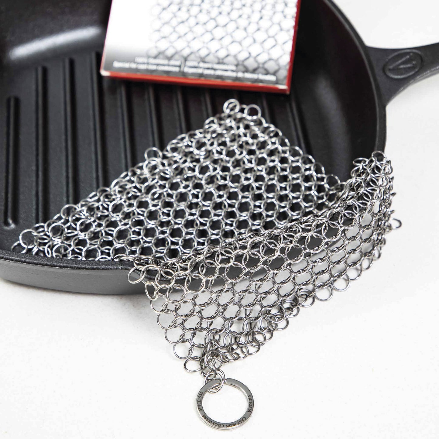 Victoria Limpiador Para Hierro Fundido, Estropajo Cota De Malla De Acero Inoxidable, Chainmail Scrubber, 32210_4