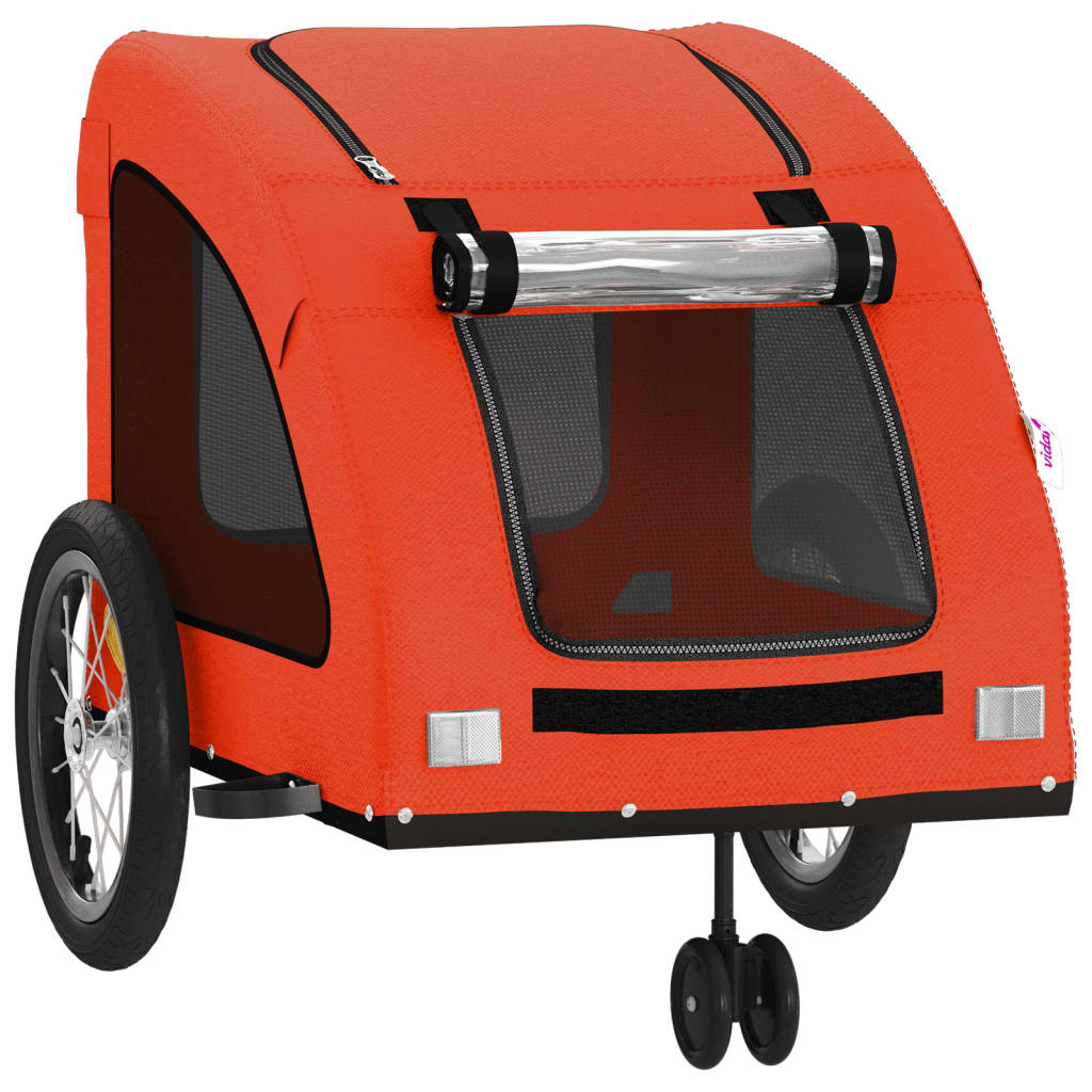 Remolque De Bicicleta Mascotas Hierro Tela Oxford Naranja_4