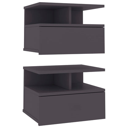Mesitas De Noche Flotantes 2 Uds Madera Gris 40x31x27 Cm_0