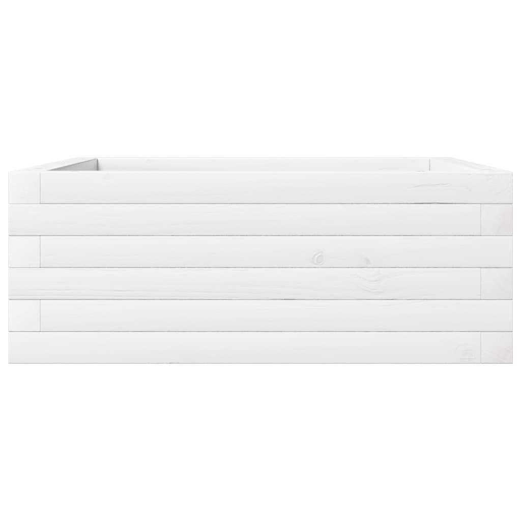 Jardinera De Madera Maciza De Pino Blanca 60x60x23 Cm_4