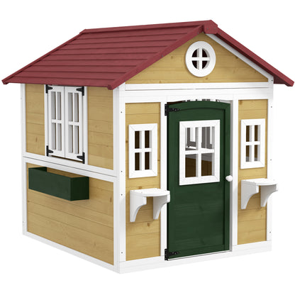 Outsunny Casa De Jardín Infantil Con Jardineras 114x126,4x135 Cm Natural_0