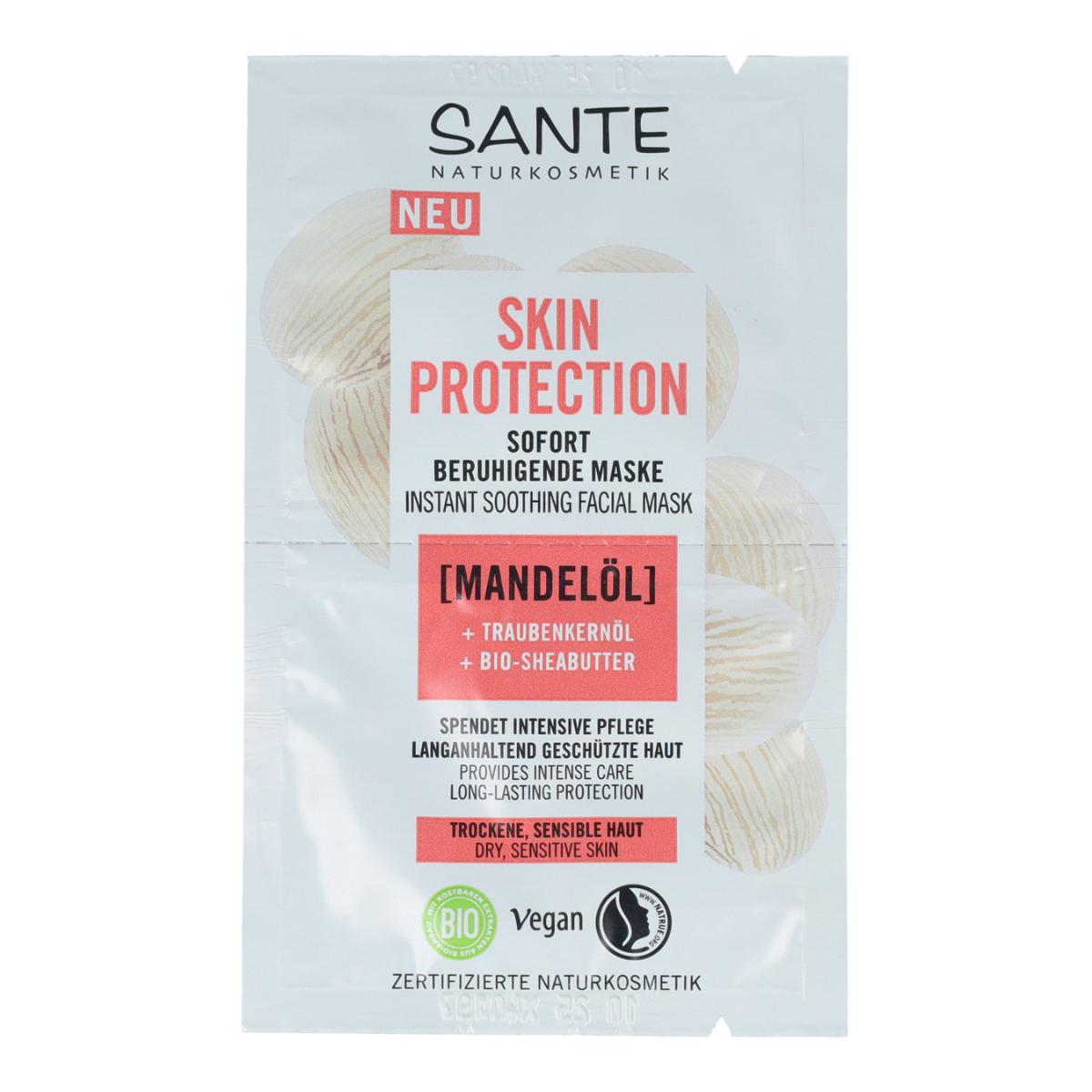 Máscara calmante de óleo de amêndoas e uvas Sante Skin Protection 2 x 4 ml