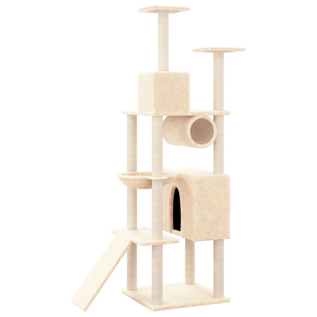 Vidaxl Rascador Para Gatos Con Postes De Sisal Color Crema 168 Cm_4