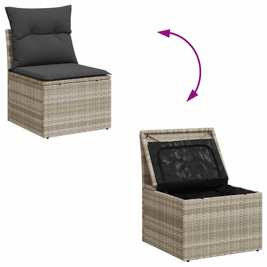 Set De Sofás De Jardín 8 Pzas Y Cojines Ratán Sintético Gris / Vetonek_2