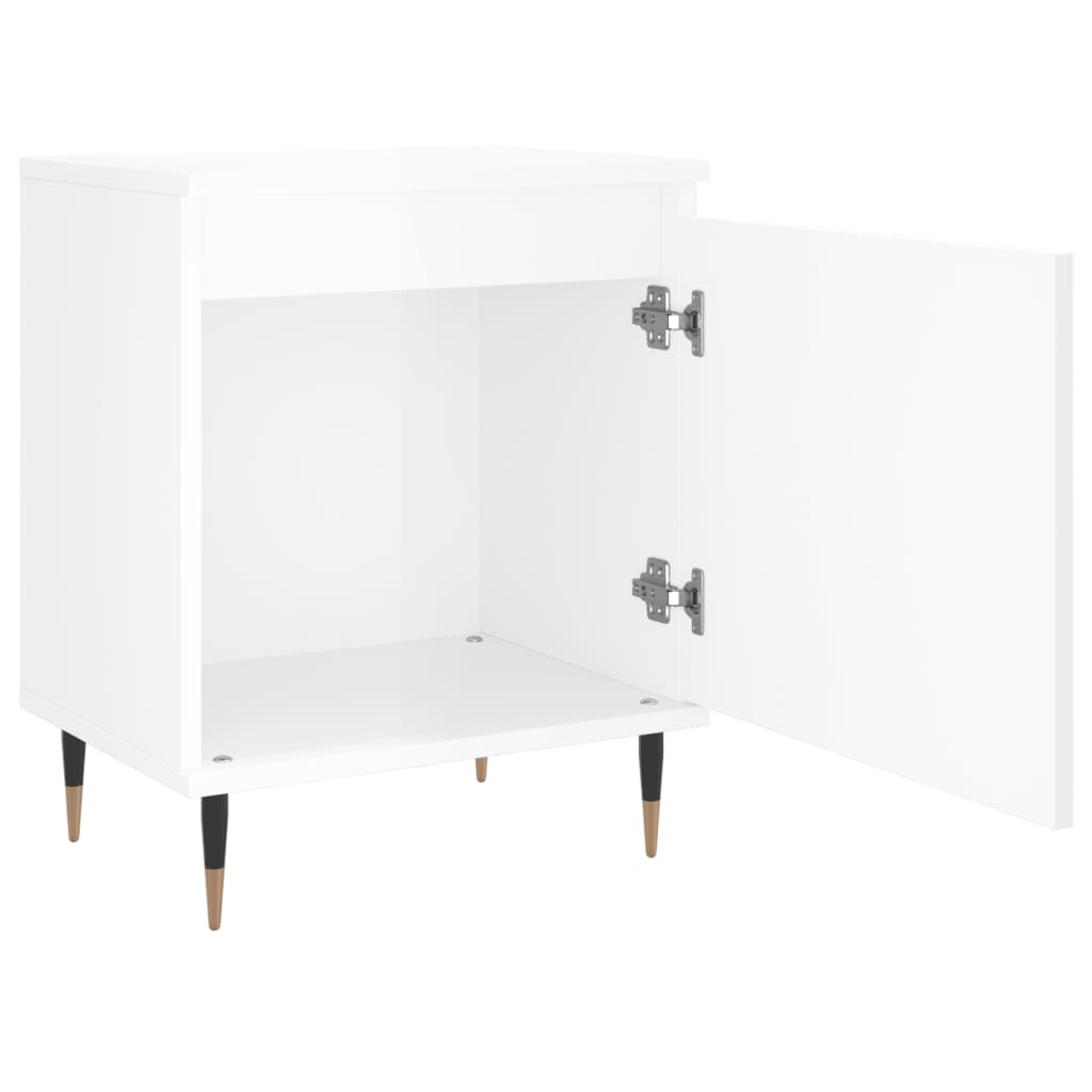 Mesita De Noche Madera De Ingeniería Blanco Brillo 40x30x50 Cm_4