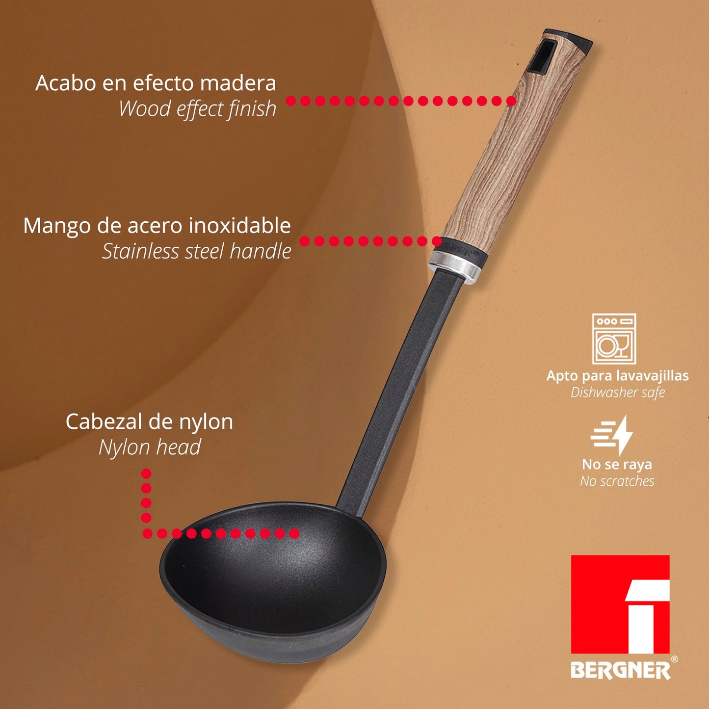 Pack Batería De Cocina 5 Piezas + Cazo De Sopa 32cm En Nylon_3