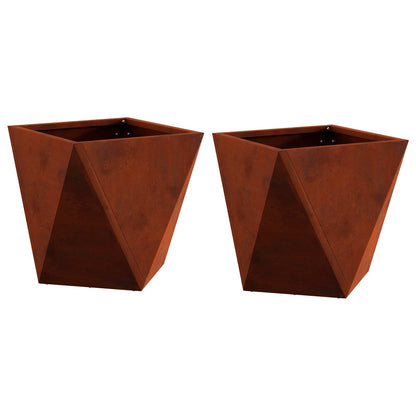 Jardinera 2 Pcs Oxidado 30 X 30 X 30 Cm Acero Autopatinable_0