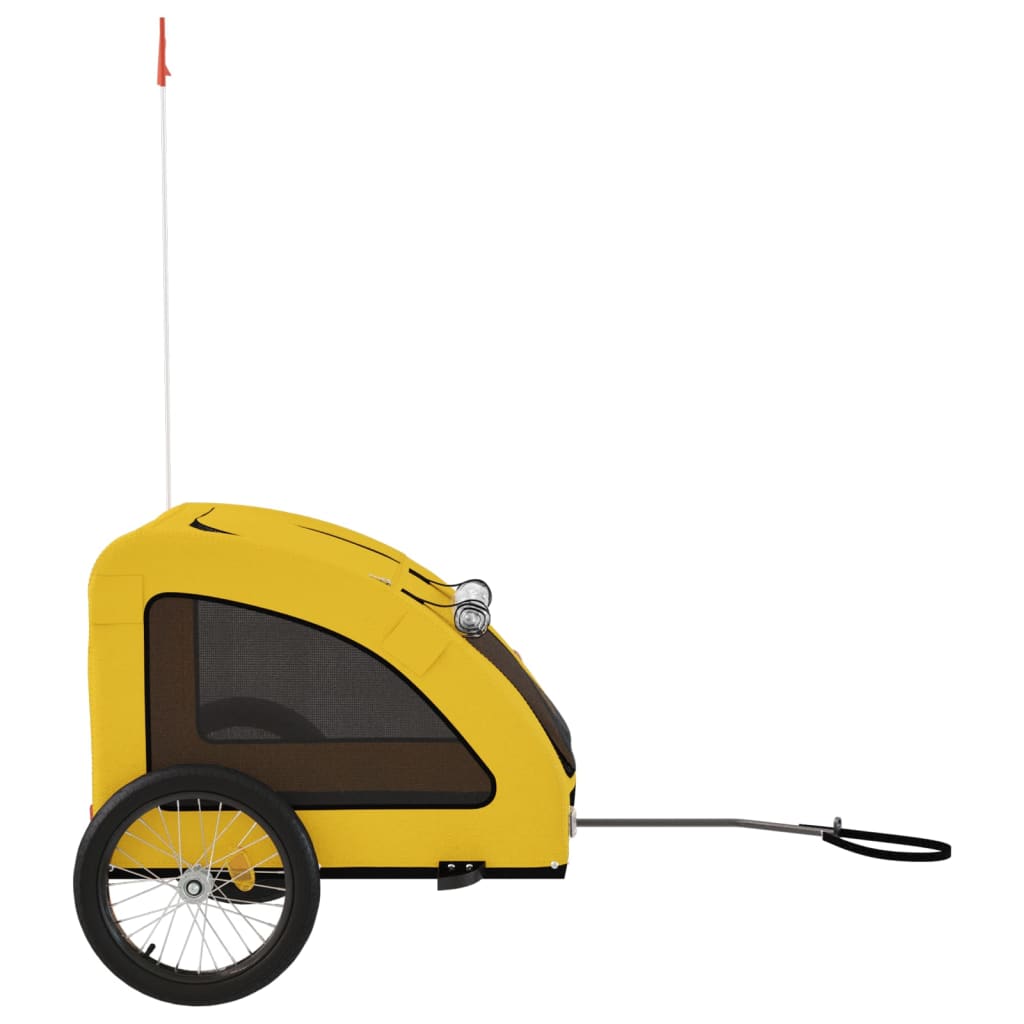 Remolque De Bicicleta Mascotas Hierro Tela Oxford Amarillo_5
