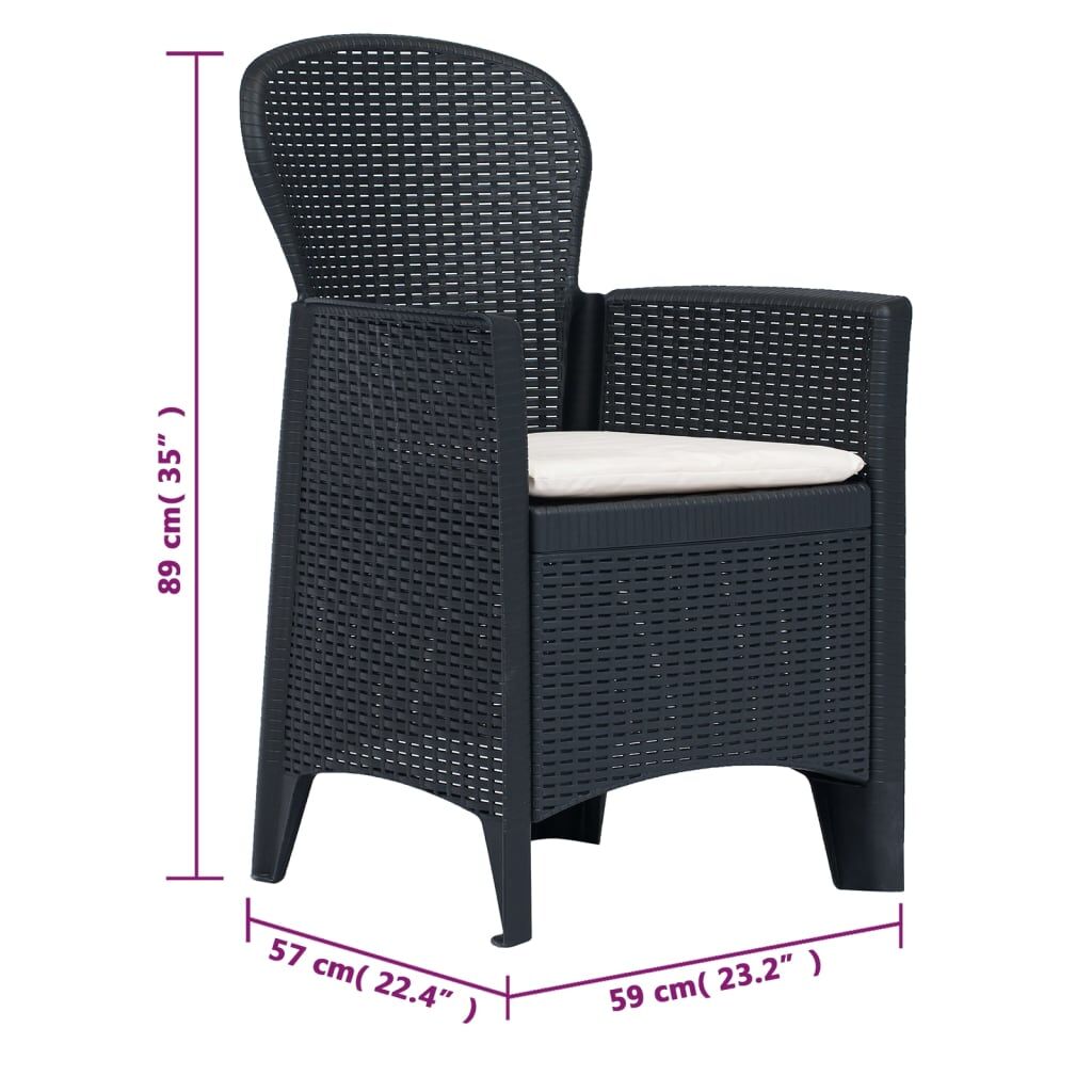 Vidaxl Comedor De Jardín 7 Piezas Plástico Aspecto De Ratán Antracita_2