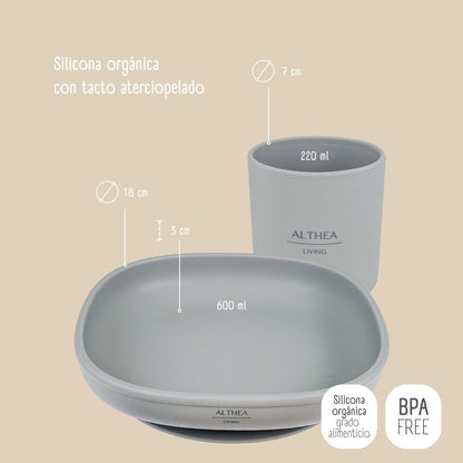 Vajilla De Silicona Orgánica - 4 Piezas - Gris Perla._5