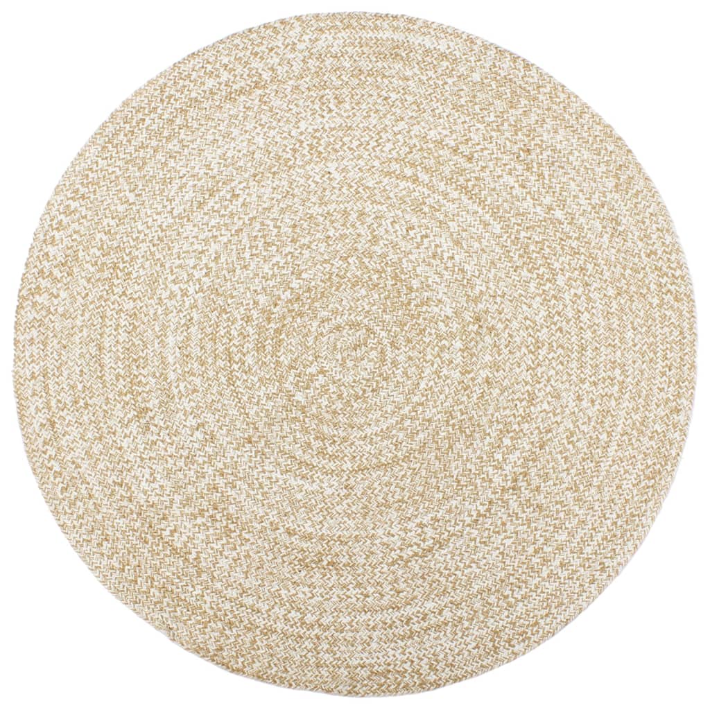 Alfombra Hecha A Mano De Yute Marrón Y Blanco 180 Cm / Vetonek_4