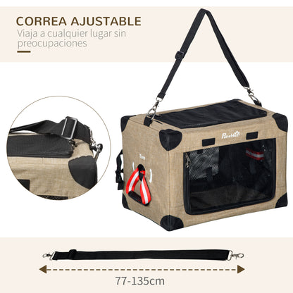 Pawhut Transportín Mochila Para Gatos Perros Plegable Con Cojín 48,5x33,5x33cm_5