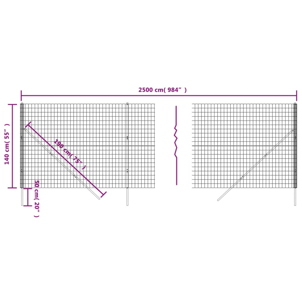 Cerca De Alambre De Acero Galvanizado Verde 1,4x25 M / Vetonek_2