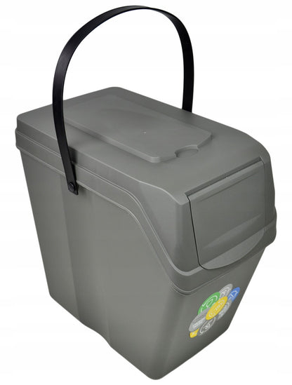 Set De 5 Cubos De Basura Keden Sortibox Para Reciclado, Gris, Volumen 5x25l_2