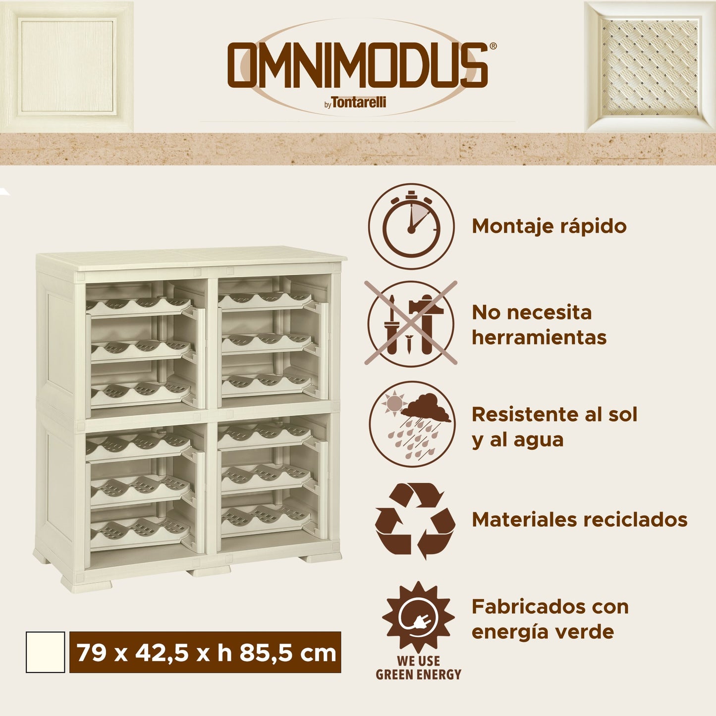 4 Estantería De Almacenamiento Modular Con Rejilla Para 48 Botellas Gris