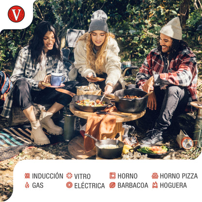 Victoria Sartén Hierro Fundido Curado Inducción 16,5cm, Apta Fuego, Barbacoa, Horno Cast Iron Skillet, 35969, Negro_3