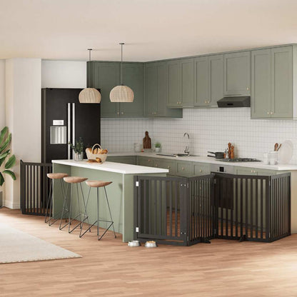 Vidaxl Puerta De Perros Plegable 8 Paneles Madera Álamo Negra 640 Cm_1