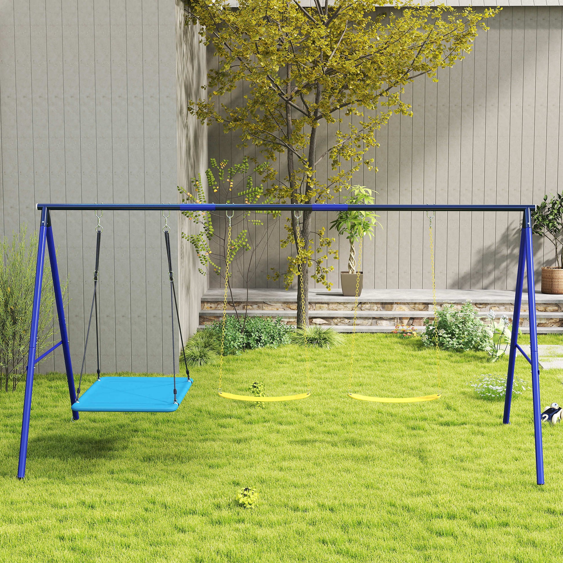 Aiyaplay Columpios Para Niños Con 3 Columpios 365x180x184 Cm Multicolor_1