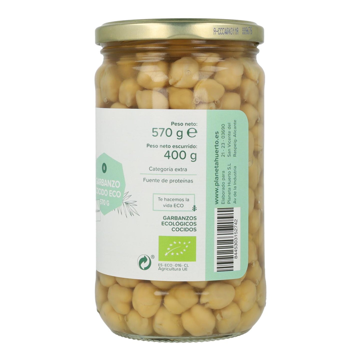 Embalagem de 3x Grão de Bico Cozido ECO Planeta Huerto 570 g
