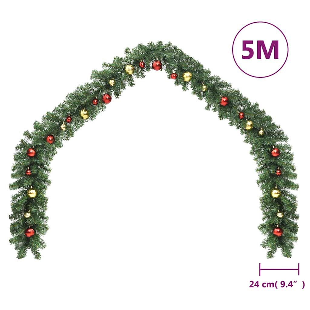Vidaxl Guirnalda De Navidad Decorada Con Bolas Y Luces Led 5 M_2