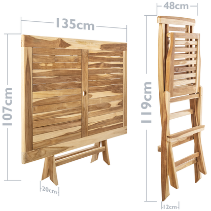 Conjunto De Mesa 135 X 85 Cm Y 4 Sillas Para Jardín Exterior De Madera De Teca Certificada_2