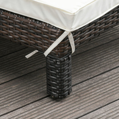 Outsunny Set De 2 Tumbonas De Ratán Chaise Longue Con Cojín Para Exterior Jardín_4