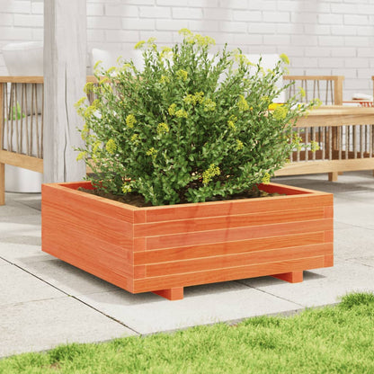 Jardinera De Madera Maciza De Pino Marrón Cera 70x70x26,5 Cm_2