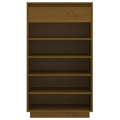 Armario Zapatero Madera Maciza De Pino Marrón Miel 60x34x105 Cm / Vetonek_0