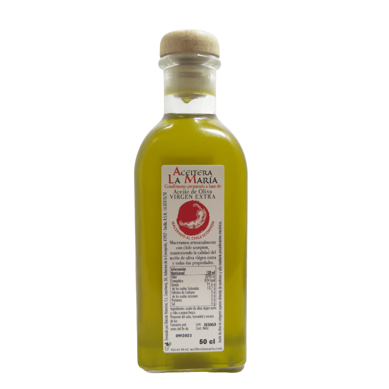 Aceite De Oliva Virgen Extra Macerado Al Chile Scorpion 50 Cl Con Vertedor_1