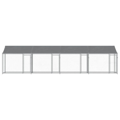 Jaula De Perros Techo Y Puertas Acero Galvanizado Gris 8x2x2 M_3