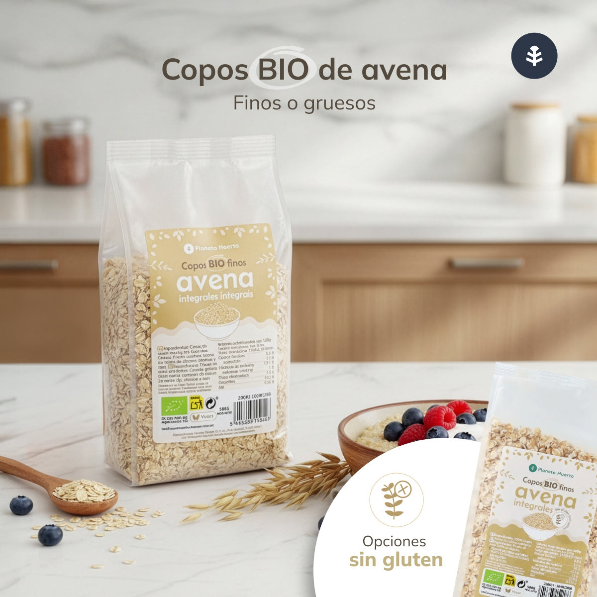 Pack 2x Copos de Avena integrales gruesos ECO Planeta Huerto 500 g