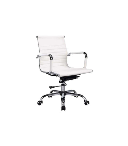 Silla Despacho Giratoria Elevable Acabado Simil Piel Blanco, 58 Cm(ancho) 90/97 Cm(altura)_0