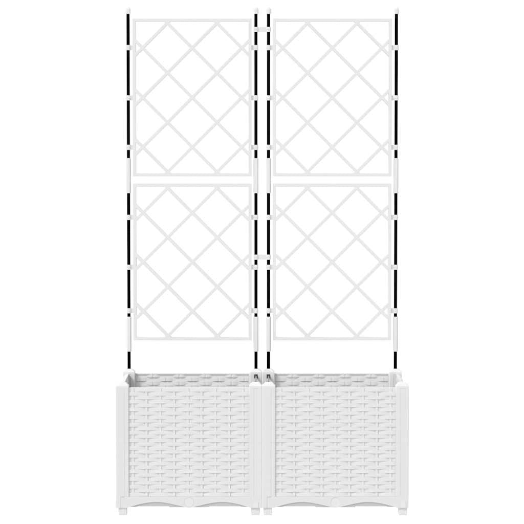 Vidaxl Maceta De Jardín Con Enrejado 2 Pcs Blanco 80 X 40 X 143 Cm Pp_4