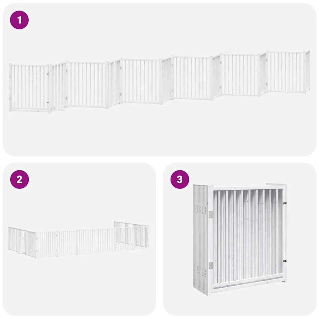 Vidaxl Puerta De Perros Plegable 12 Paneles Madera Álamo Blanca 960 Cm_4