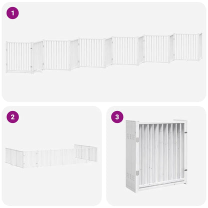 Vidaxl Puerta De Perros Plegable 12 Paneles Madera Álamo Blanca 960 Cm_4