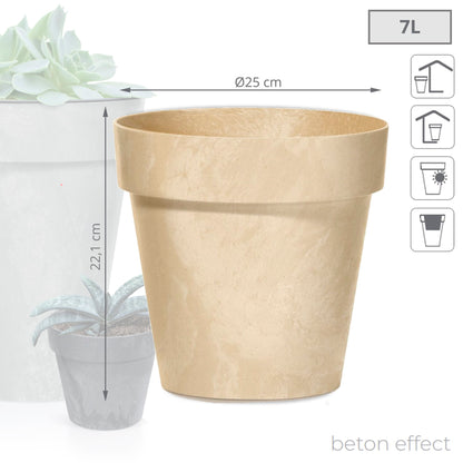 Maceta Cube Beton Effect 7l., Dimensiones (mm) 250x250x221, Color Crema_2